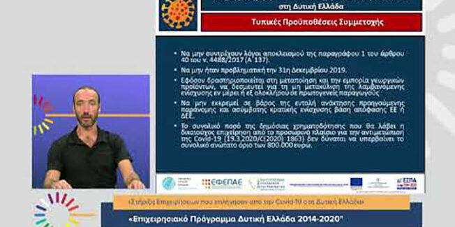 Διαδικτυακή ενημέρωση του Επιμελητηρίου για την ενίσχυση μικρών και πολύ μικρών επιχειρήσεων