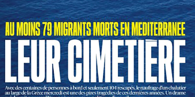 «Το νεκροταφείο τους» – Το πρωτοσέλιδο της Liberation για το ναυάγιο στην Πύλο